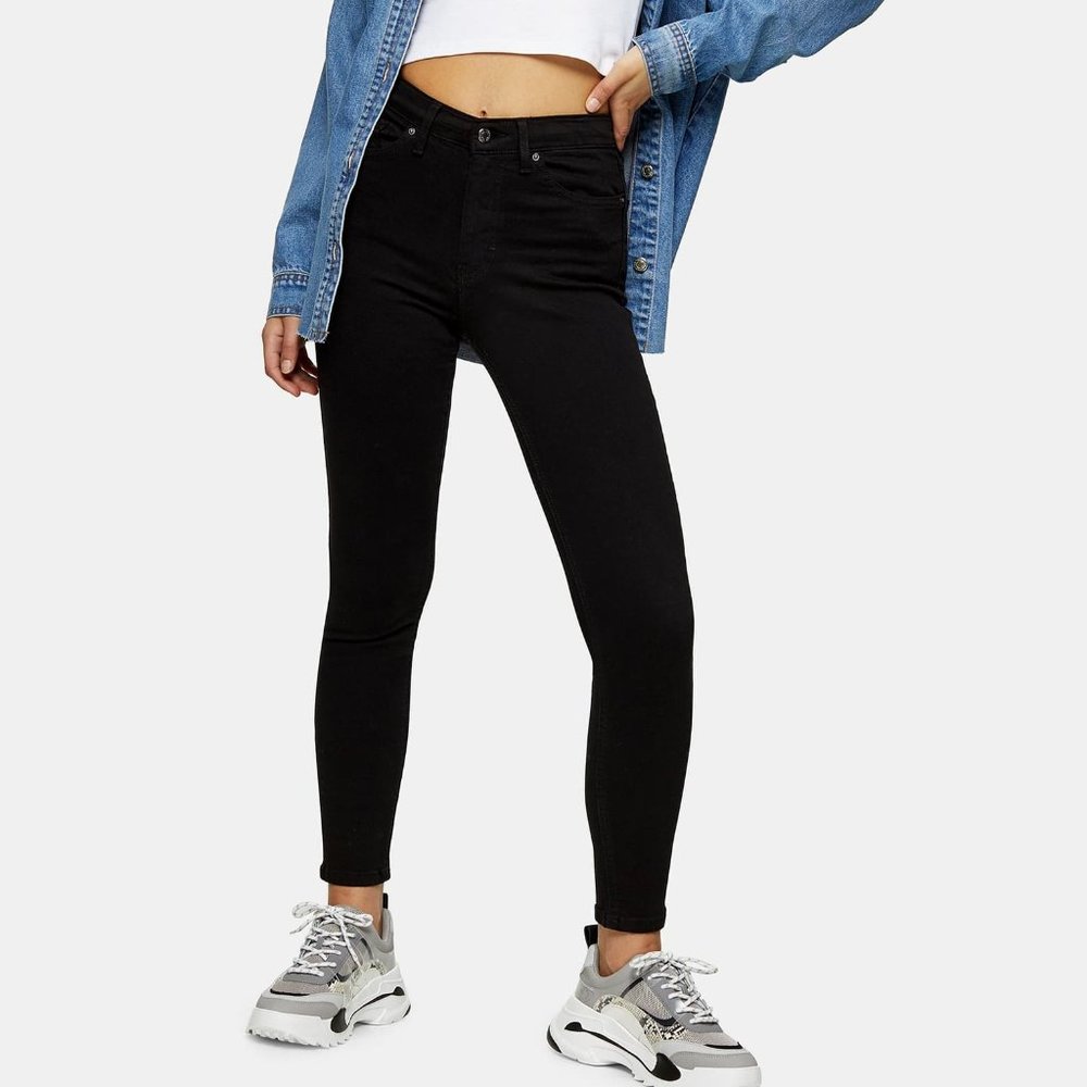 Topshop Petite Jamie High Waist Black Jeans